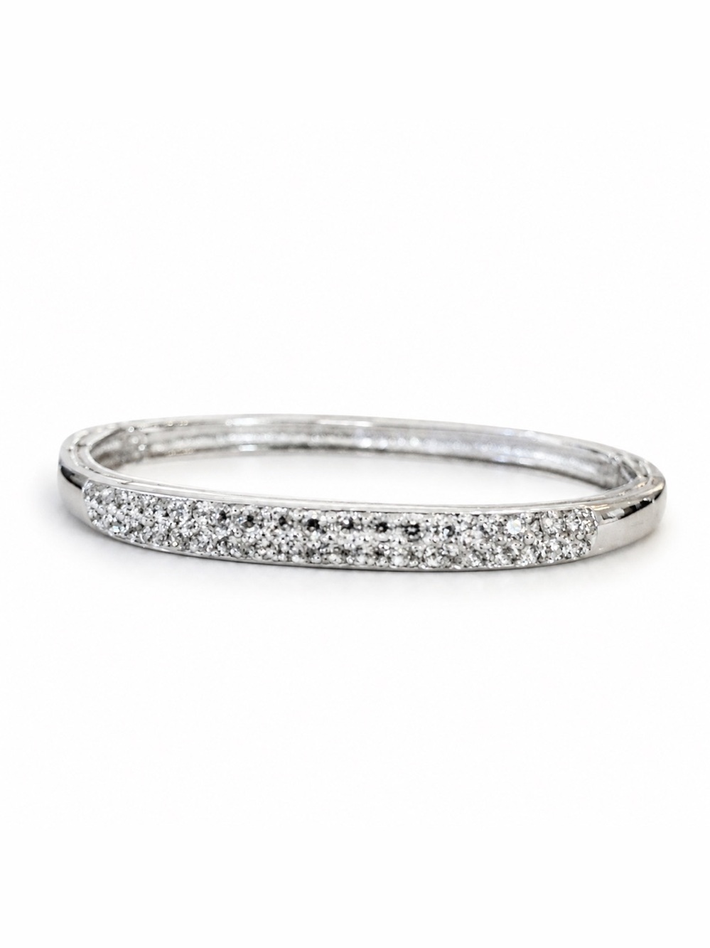 Swarovski Silver Crystal Pavé Hinged Bangle Bracelet